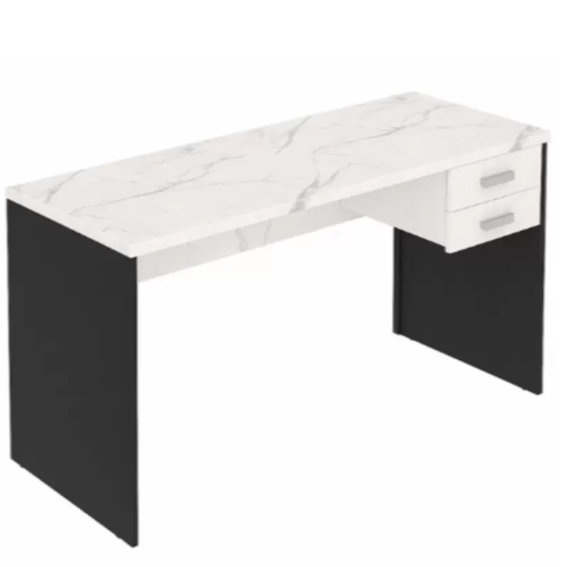 Mesa Reta 1,20 X 0,60 - 30 Mm Com 2 Gavetas - PRETO/THASSOS